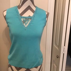 Baby blue sleeveless sweater top